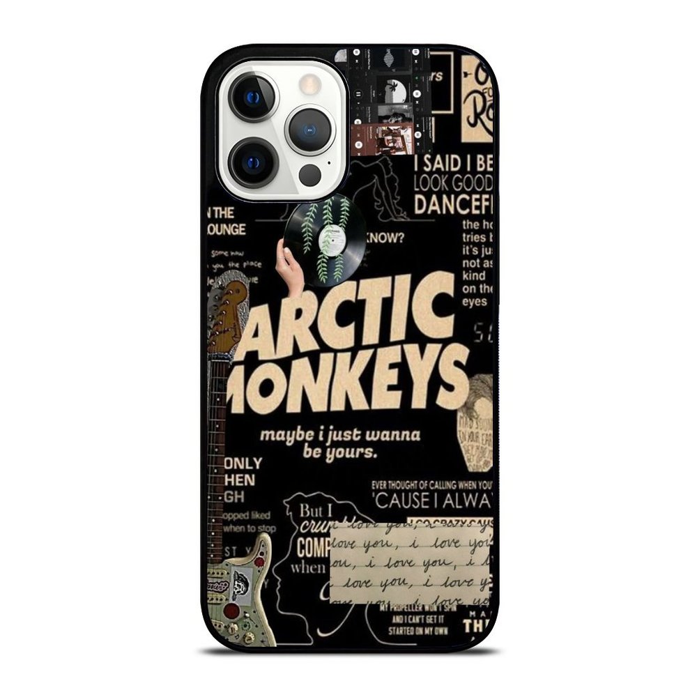 Arctic Monkeys Black and Beige Songs Lyrics Collage iPhone Case